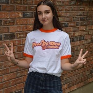 Album tee! Orange ringer band tee